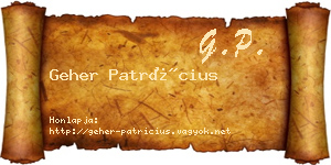 Geher Patrícius névjegykártya